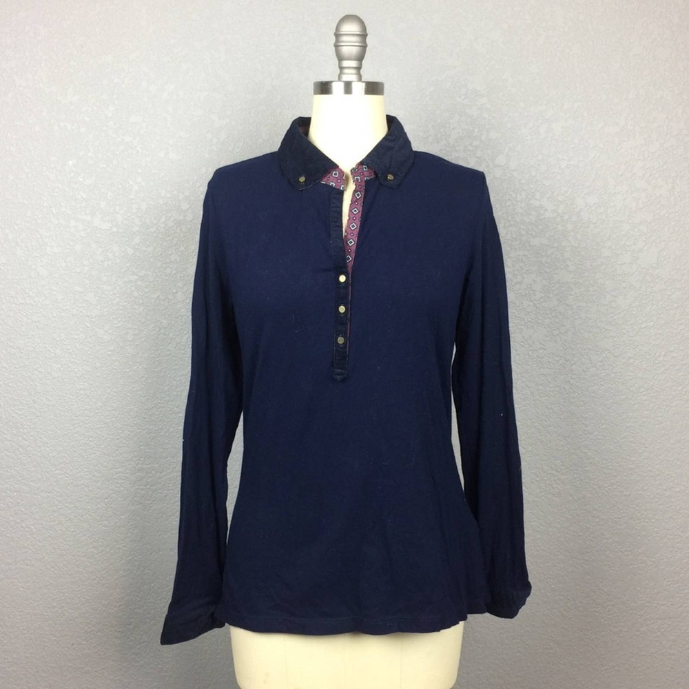•Cortefiel• Navy Collared Top